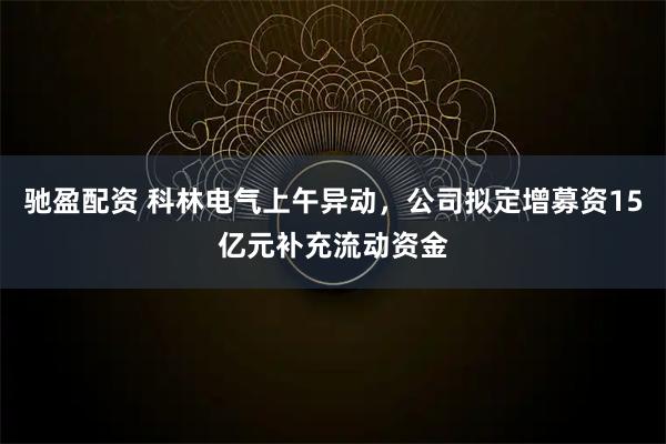 驰盈配资 科林电气上午异动,公司拟定增募资15亿元补充流动资金